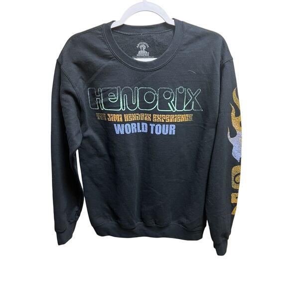 Hendrix World Tour 67 Lightweight Black Pullover Sweatshirt Unisex Size Small - Picture 2 of 7